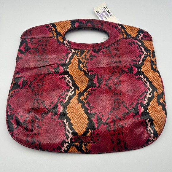 Nine‎ & Co. by Nine West Clutch Purse Red Snake Print Fauz Leather Overlap - Picture 3 of 9